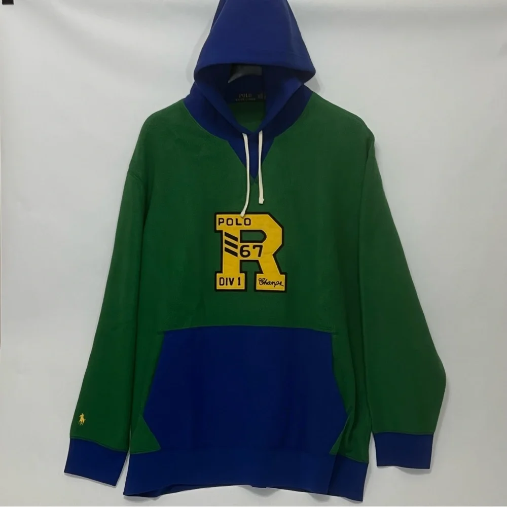 Polo Ralph Lauren Men‎ Size 2XB Brushed Face Nylon Spellout Fleece Hoodie Swe…